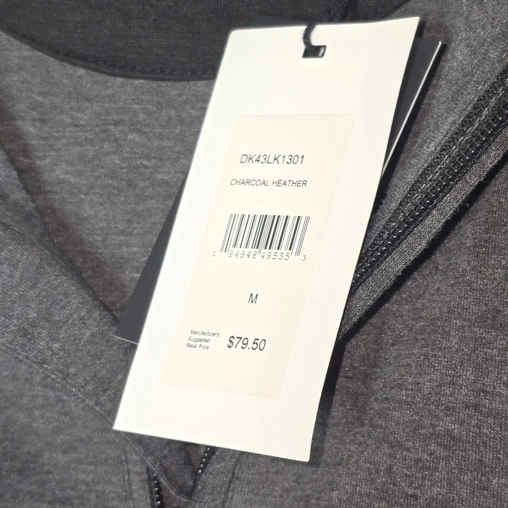 DKNY Quarter Zip Pullover Gray Stretch Comfort Modern Minimalist‎ M Normcore NWT